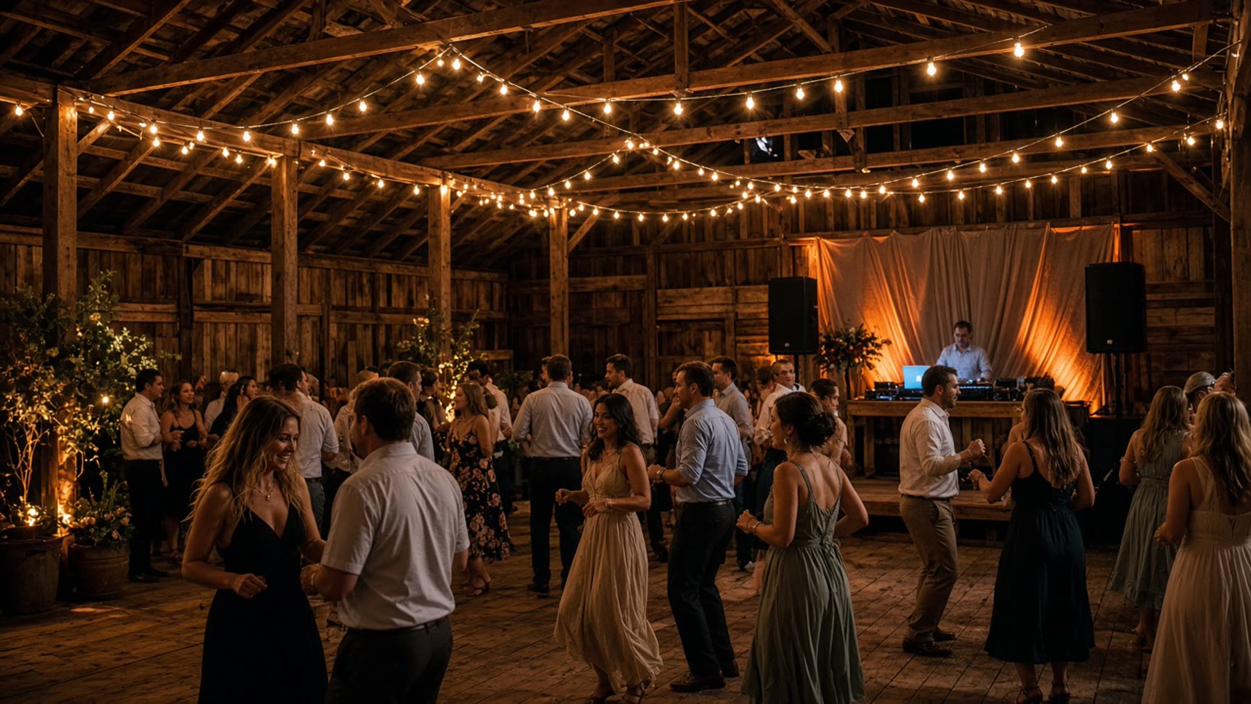 Rustic barn wedding reception DJ LaBelle